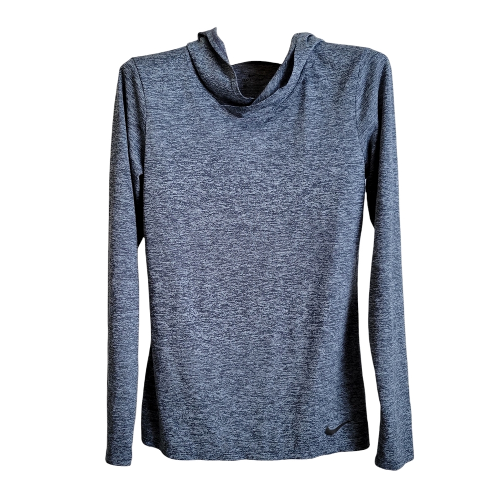Nike Women's XS Dri Fit Legend Pullover Hoodie Lightweight Blue Gray Long Sleeve